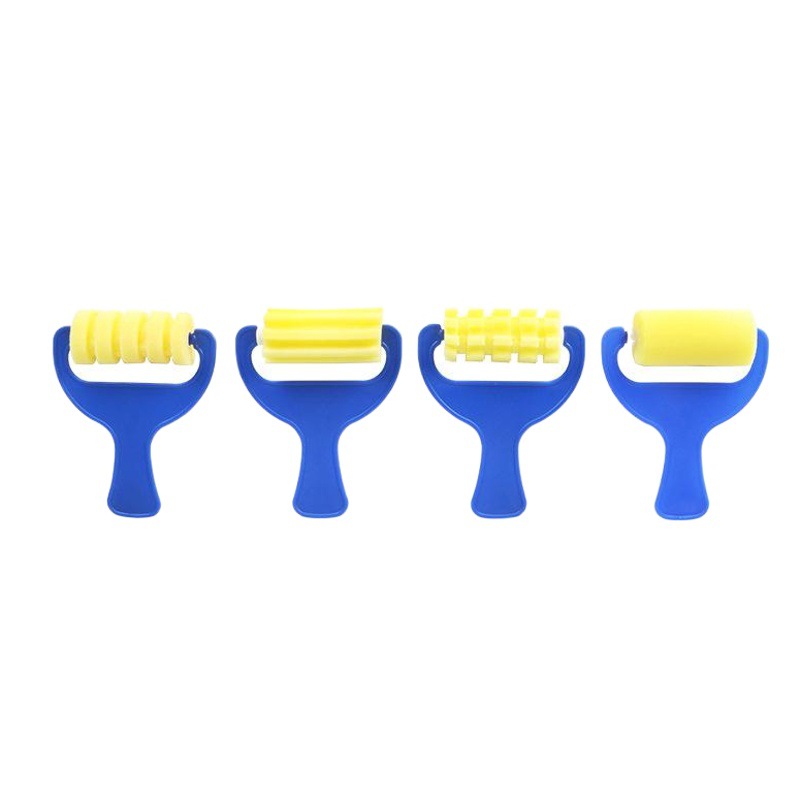 Children's painted graffiti sponge brush 4 blue roller sponge brush kindergarten baby early education painting tools