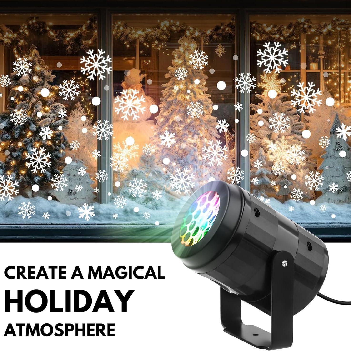 New Year Snowflake Outdoor Projection Lamp USB Pattern Rotating Lamp Decorative Atmosphere Christmas Holiday Bar KTV Stage Lamp