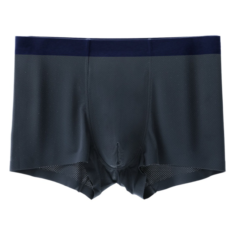 Seamless Men's Boxer Underwear Men's Breathable Shorts Head Summer Four-Corner Ice Silk Mesh Underwear Trendy Thin Underwear