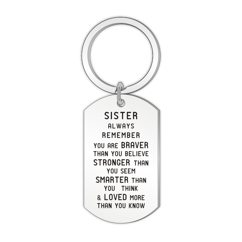 Amazon's New Stainless Steel Barhe Military Brand Sister Necklace Tag DIY Titanium Steel Keychain Gift