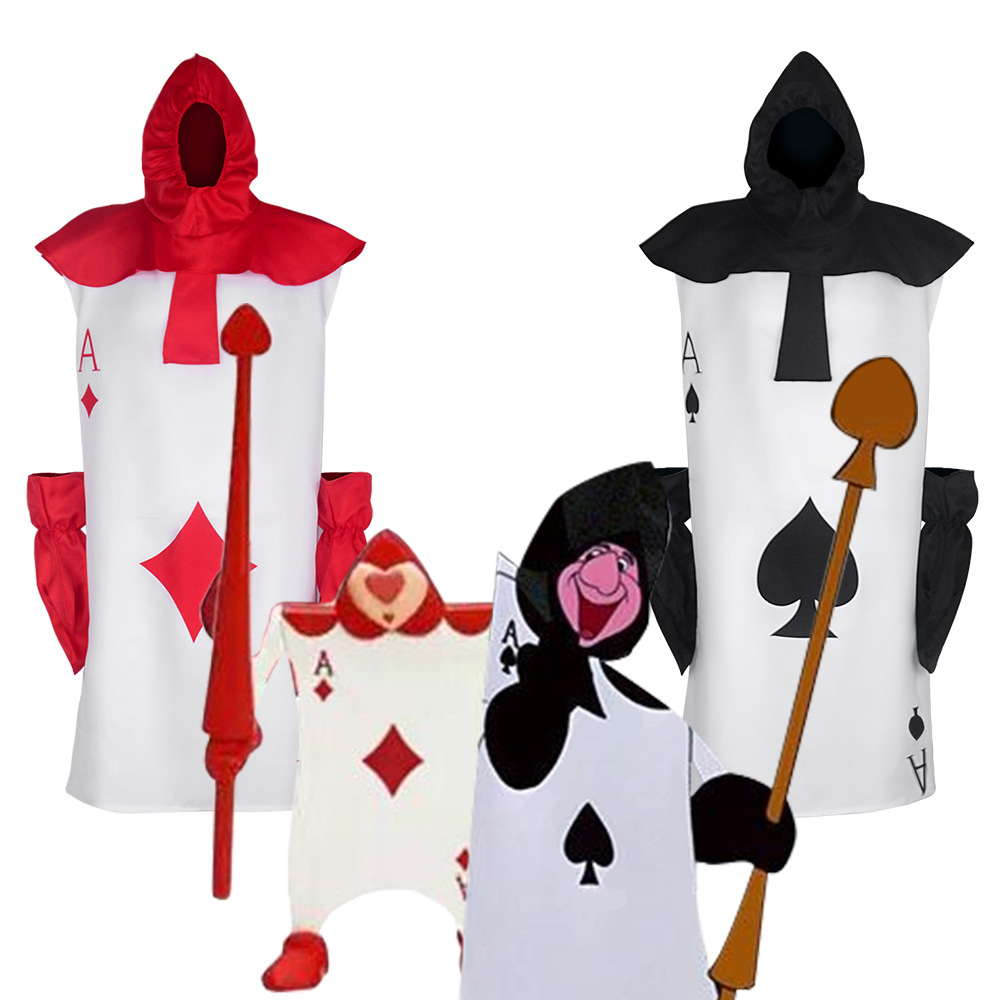 alice in wonderland cos suit poker warrior cube spades cosplay halloween factory in stock
