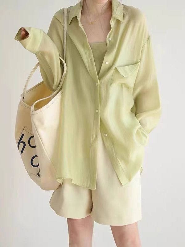 Picture of 2023 New Tencel Sunscreen Shirt Women's Summer Thin Long-sleeved Shirt Jacket Fashionable Design Niche Lazy Style