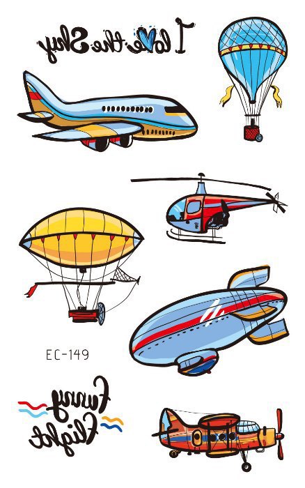Picture of Children's Cartoon Transport tattoo Paper stickers Aircraft Ship Train Track Creative tattoo stickers