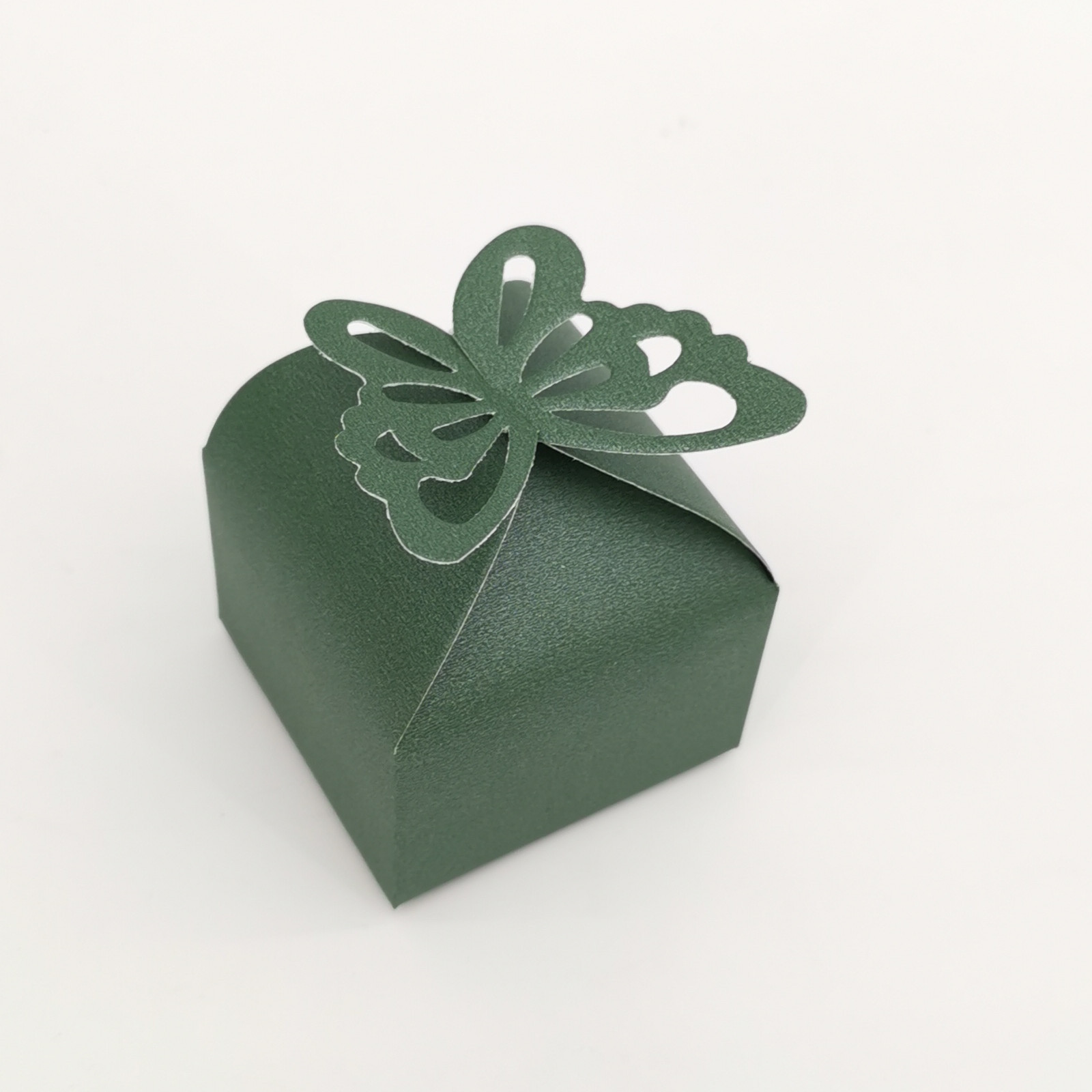 Picture of Wedding candy box hollow butterfly candy paper box square simple pearl paper gift box golden pink paper box