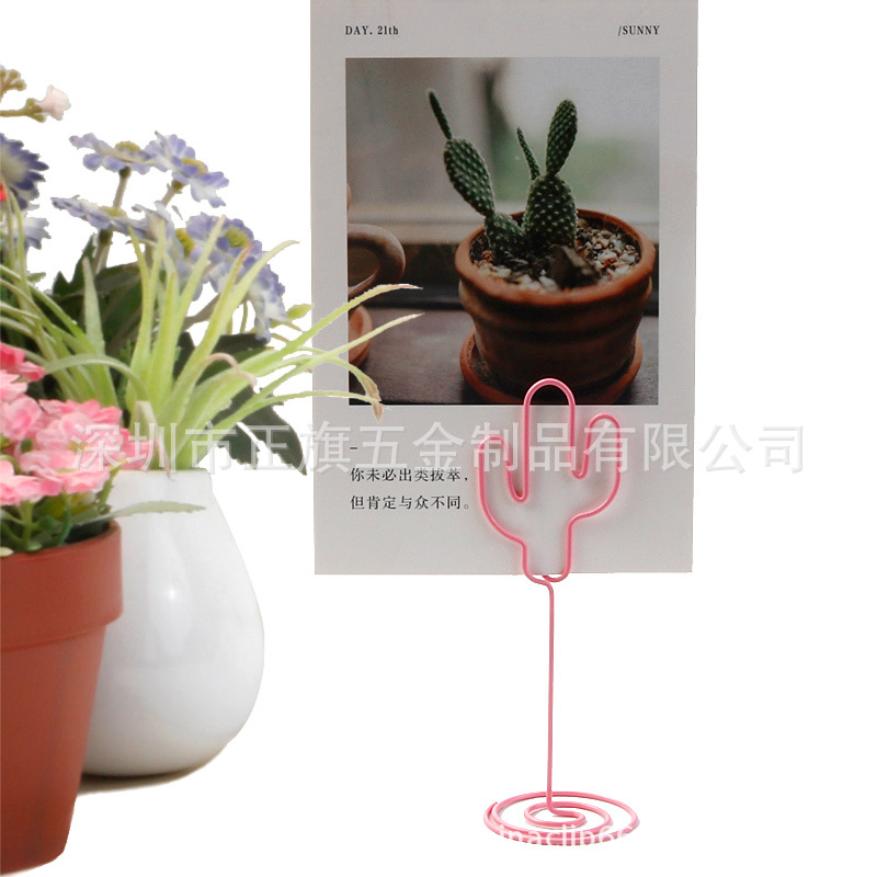 Picture of 8 spot pink heart-shaped wedding note holder round business card holder cactus seat card holder message holder