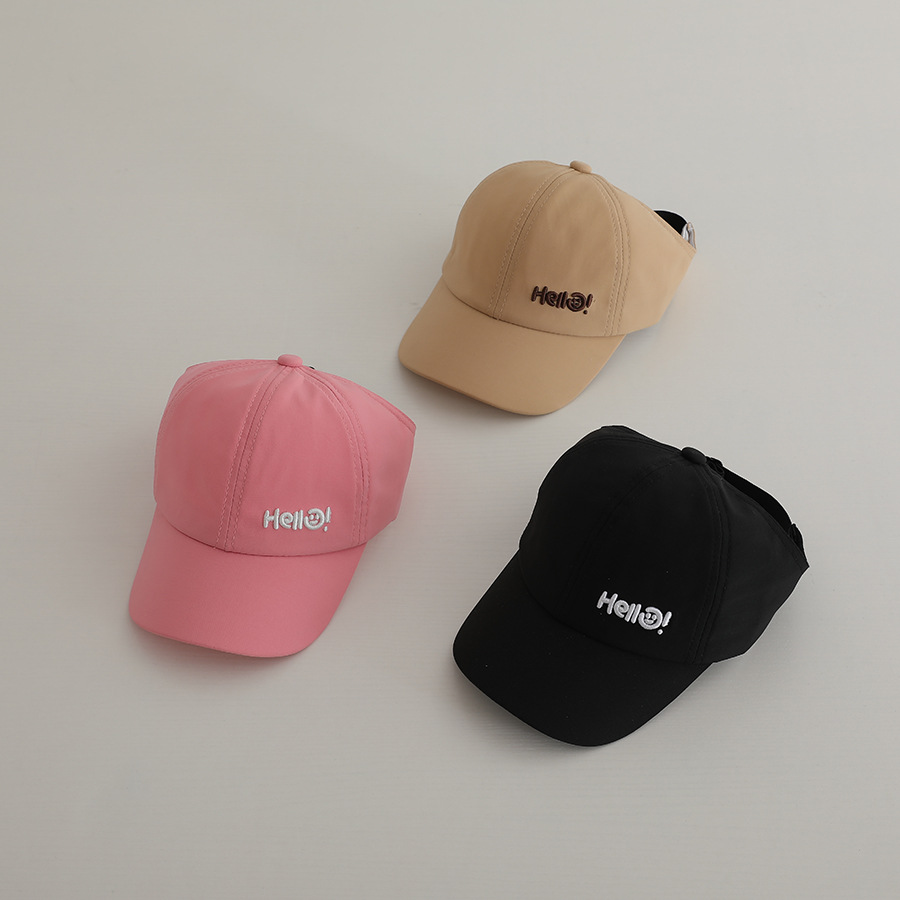 Picture of Embroidered Baby Hat Summer Thin Big Brim Sunshade Sun Protection Pony Tail Half-Hallot Cap Girls Baseball Cap