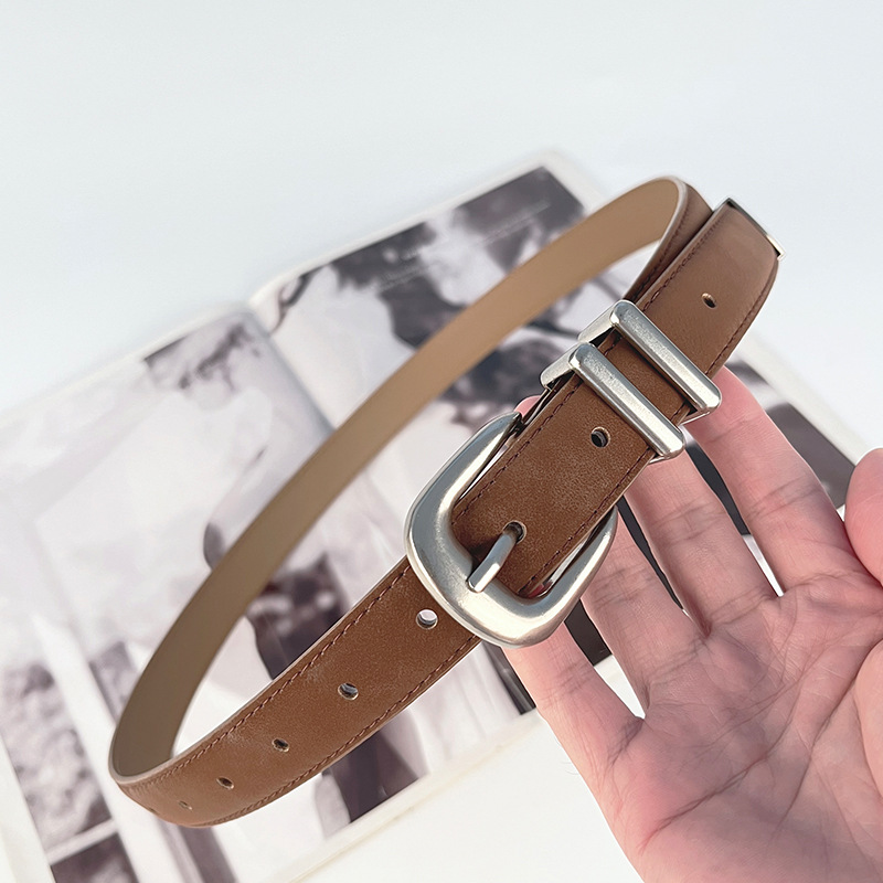 Picture of Cowhide Women's Leather Belt Decorative Casual Pants Jeans Frosted Snowflake Korean Style Vintage Fashion Women's Belt