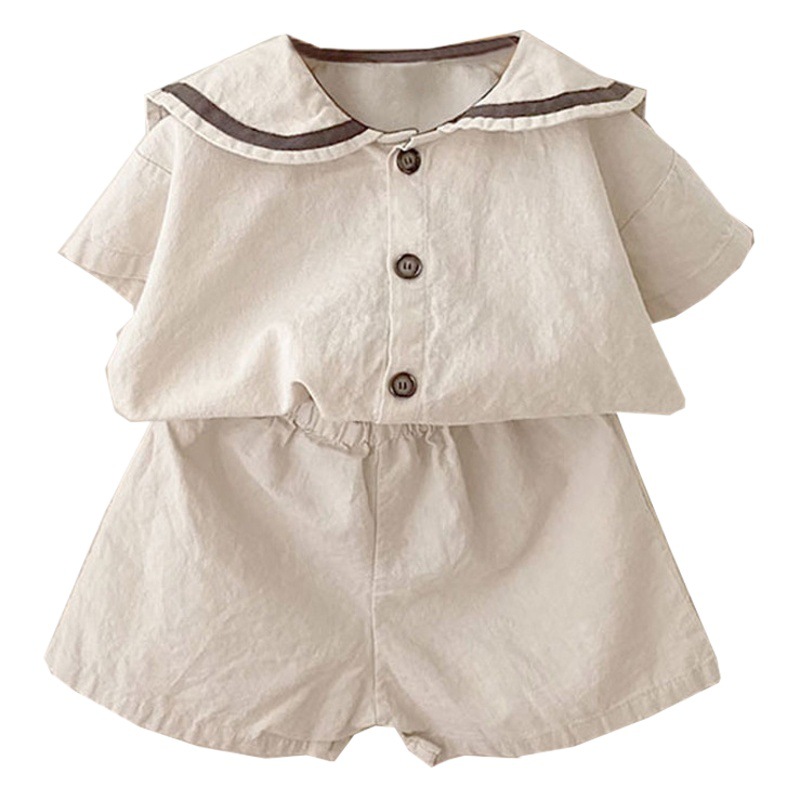 Ins Korean Style Children's Summer New Arrival suit Korean Style Fashionable College Style Short Sleeve Shirt and Shorts suit for Boys and Girls