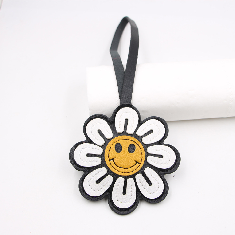 Cotton Stereo Smiley Face Sunflower Leather PU Lanyard Pendant Clothing Luggage Accessories Pendant Jewelry Leather