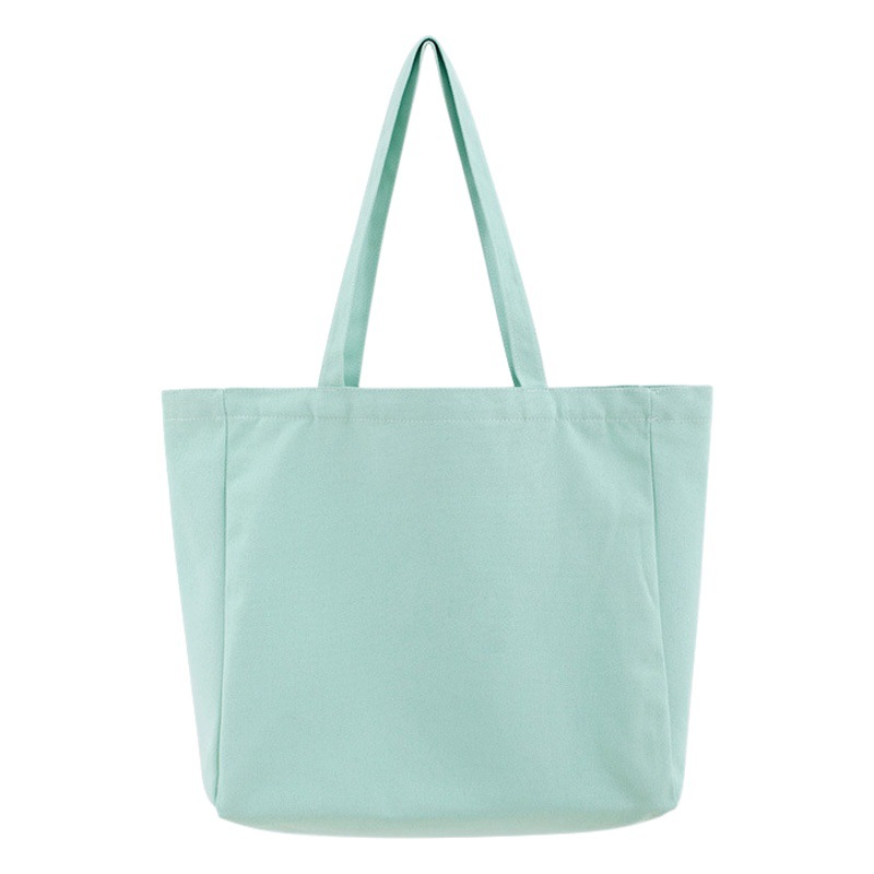 Spot Wholesale Blank Zipper Shoulder Canvas Bag Handbag Customized Environmentally Friendly Colorful Cotton Hand-Held Canvas Bag
