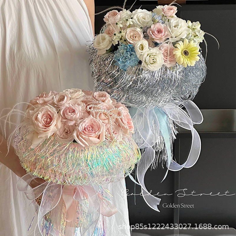 Zhuo Fiber Flower Material Romantic Full House Jellyfish Dazzling Flower Paper Advanced Floral Material Flower Wrapping Paper