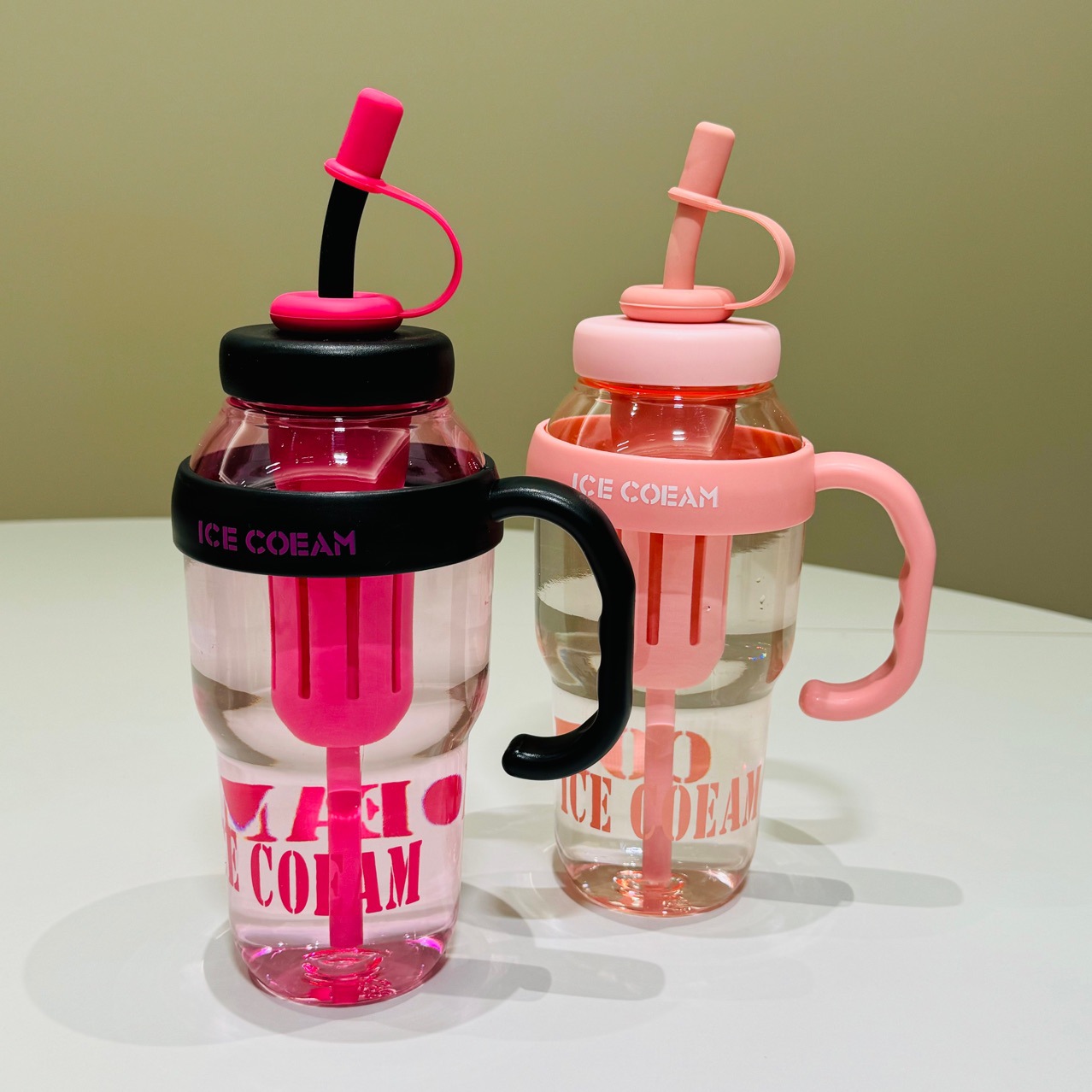 New Big Mac Ice Cup Large Capacity Water Cup Summer High Color Value Straw Big Belly Cup High Temperature Portable Plastic Cup
