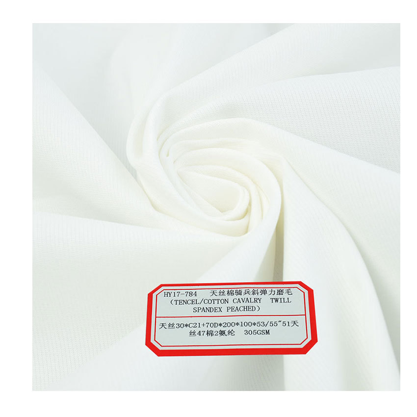 tencle tencle Cotton Cavalry Oblique Sanding 70D High Elastic Fabric Tencel Elastic Twill Trousers Weight 305