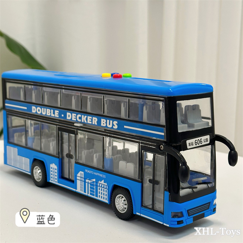 Picture of Children's Inertia Bus Light Sound Can Tell Stories Double-Decker Bus Bus Travel Creative Bus Toy