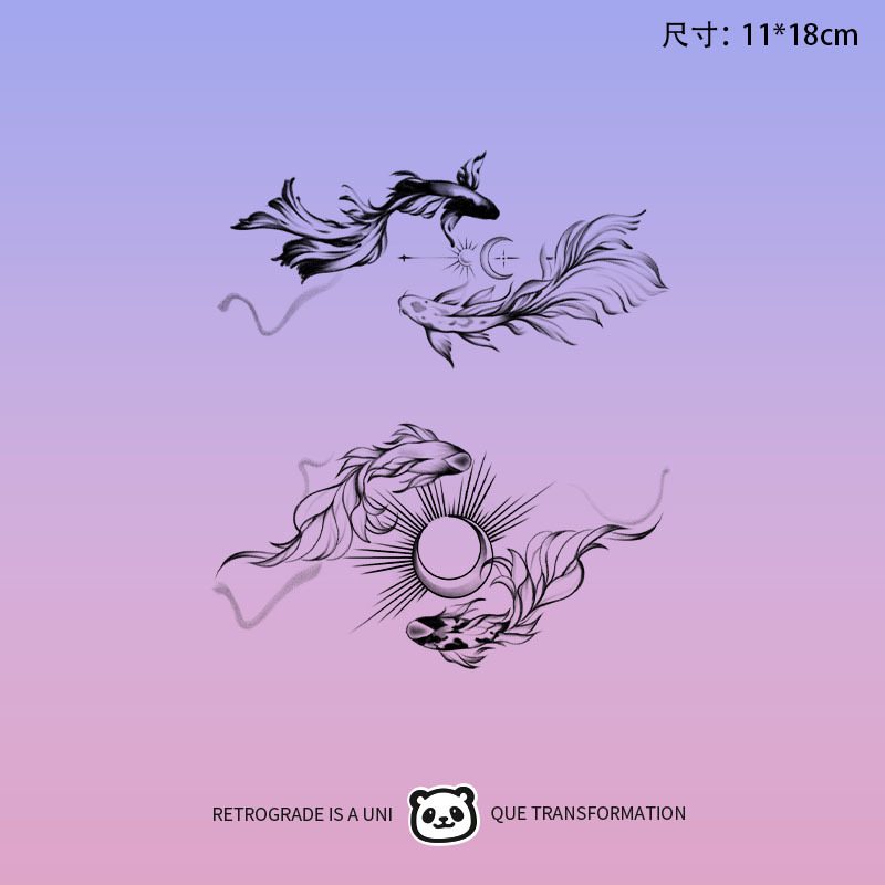 New Style Koi Herbal Tattoo Goldfish Pattern Small Fresh Wrist Ankle Girl Simulation Tattoo Waterproof Sticker