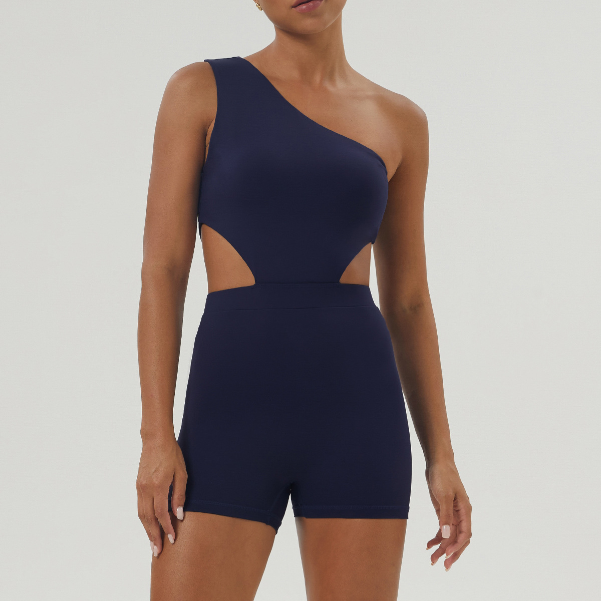 Picture of Amazon Slant Shoulder Sexy Yoga Jaysuit Shaping Slim Sports Shorts Jaysuit Indoor Training Fitness Wear