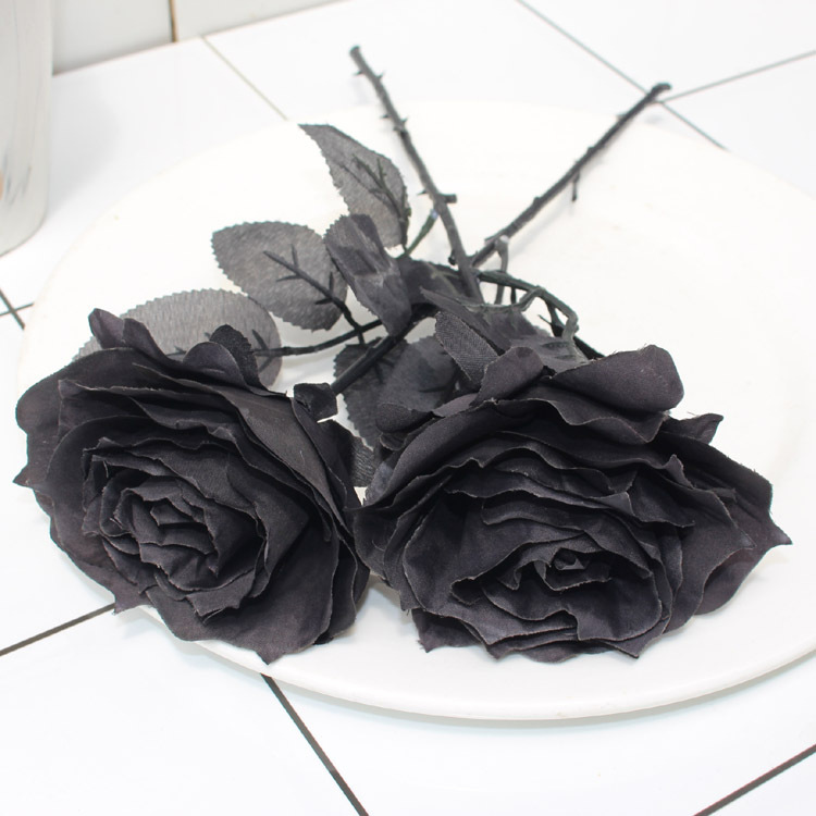 Picture of Artificial rose photography props Flower Gothic style dark red decorative ornaments black platinum rose wedding planning flower arrangement