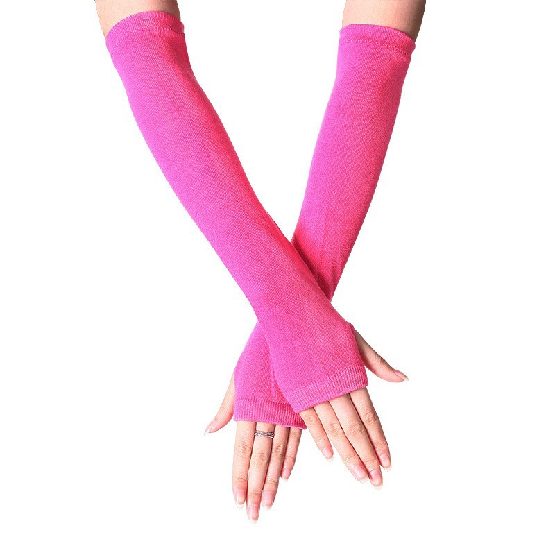 Picture of Korean Style Women's Gloves Half-Finger Gloves Women's Winter Cute Autumn and Winter Long Gloves Arm Covers Fingerless Woolen Gloves