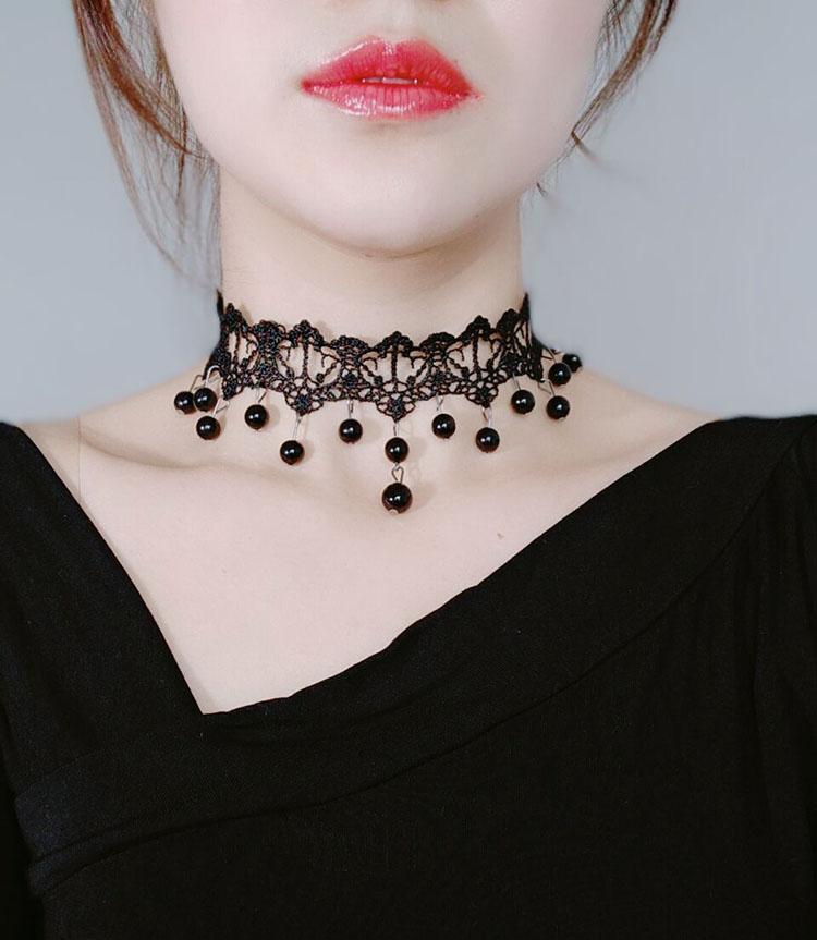 Picture of Cross Border Accessories Women's Neck Strap Court Gothic Spice Girl Neck Chain Lace Necklace Choker Clavicle Chain Collar Collar Vintage
