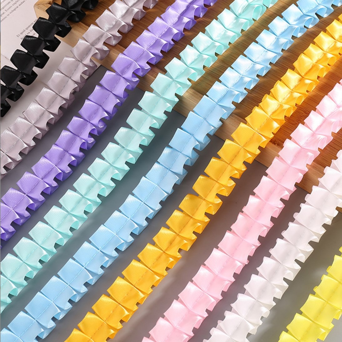 2.5cm polyester ribbon discount lace midline pleated clothing accessories home decoration color ribbon 30 meters