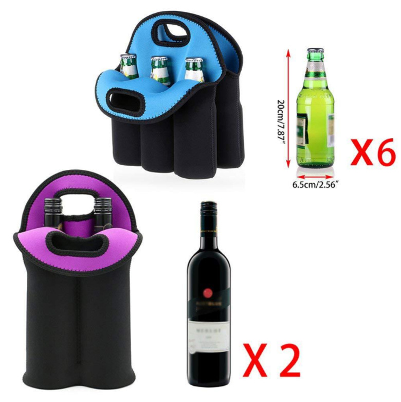 Manufacturer Produces Six Bottles of Red Wine Bottle Covers, Portable Anti-Fall Mesh Diving Material, Double Bottles of Red Wine Insulation Covers