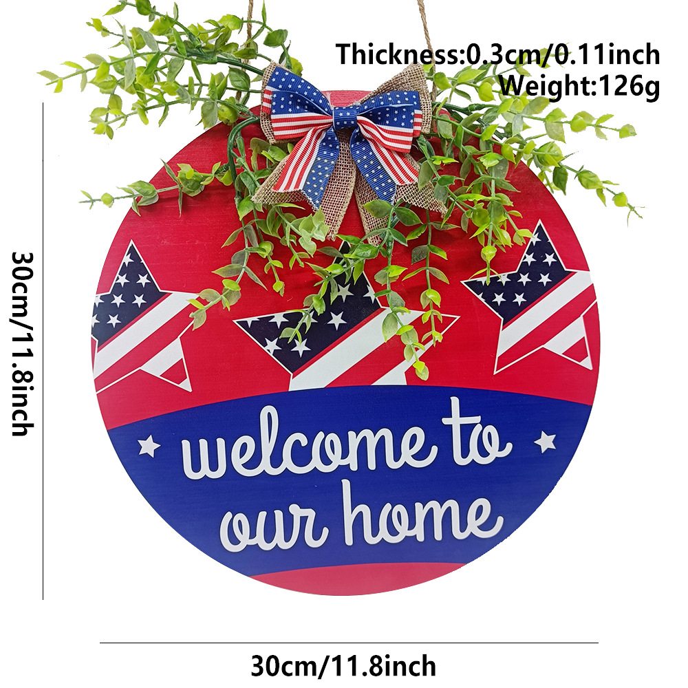 Picture of in stock Cross-border US Independence Day Wooden Listing National Flag Logo Door Hanging Door Plate Decorations Wooden Craft Listing