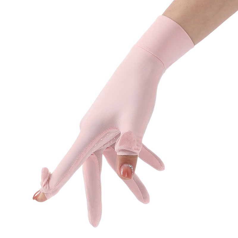 Summer ice silk sunscreen gloves ladies riding C5 driving outdoor sports gloves cool feeling light breathable dew two fingers