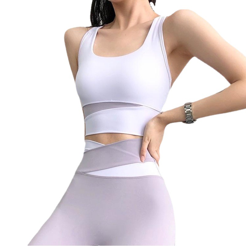 Picture of Yoga Suit Women's Tight Slim Stretch Fitness Vest Seamless Naked Sports Pants Running Training Two-Piece Set