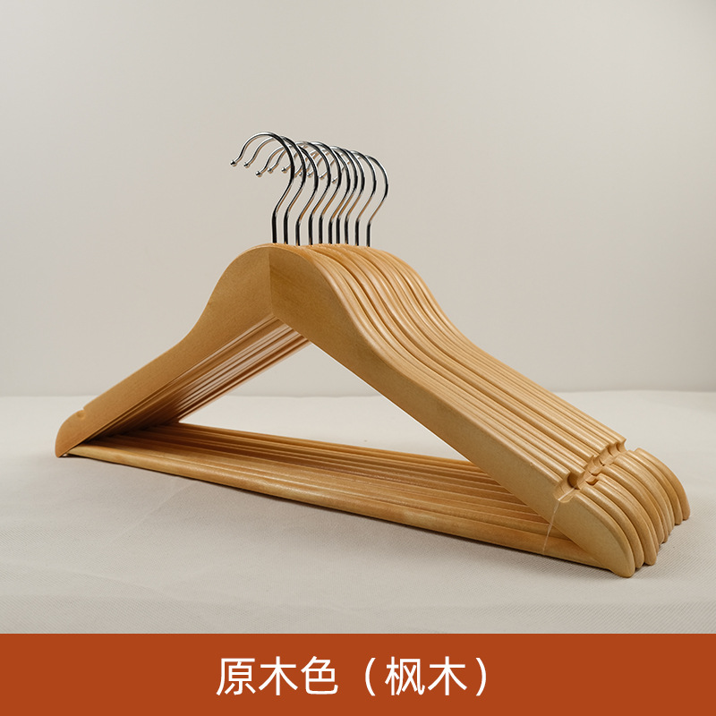 Picture of Wooden Clothes Hanger, Lotus Wood Clothes Hanger, Household Clothes Hanging, Retro Thickened Clothes Drying Rack, Hotel Clothes Hanger, Traceless Anti-Shoulder Corner