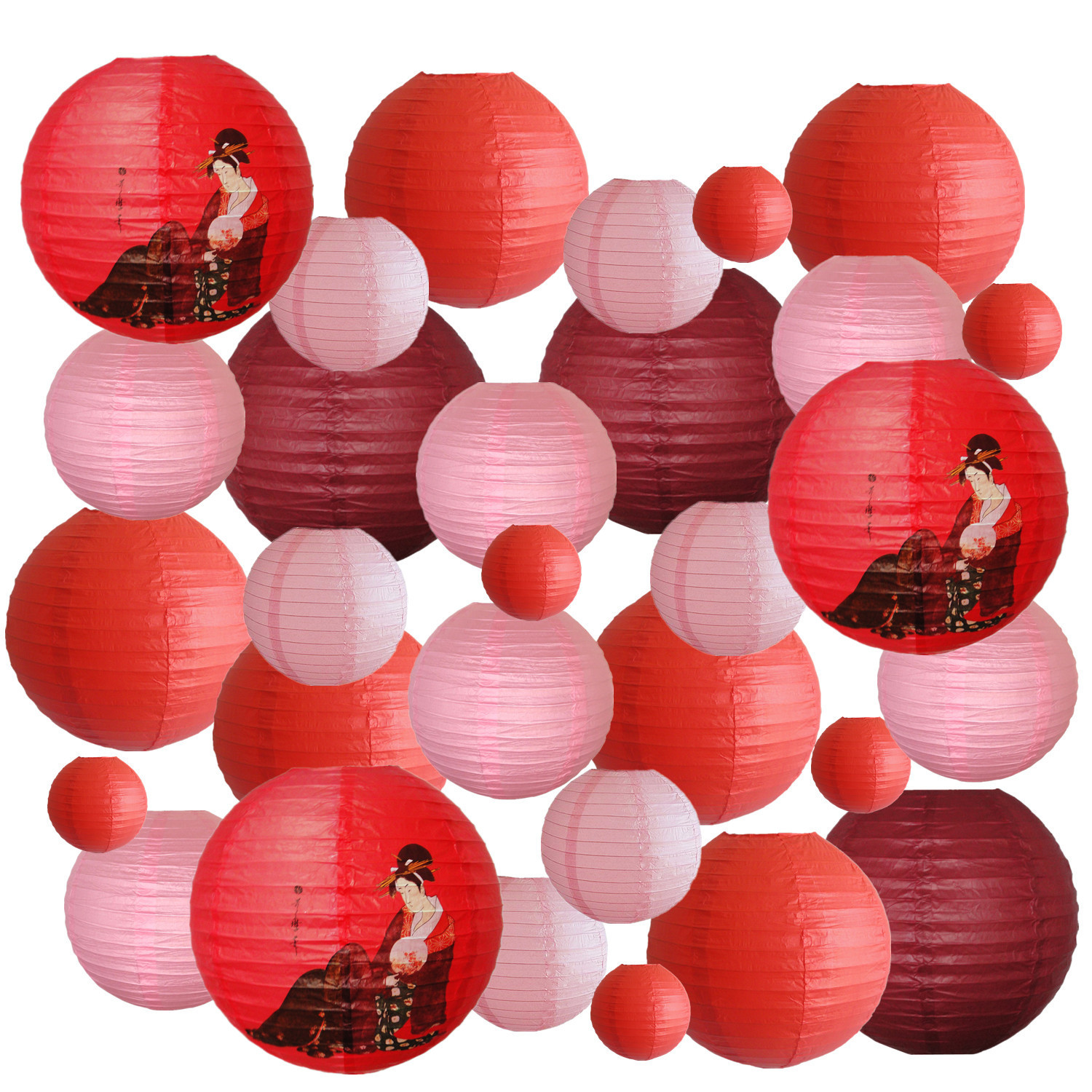 Picture of Spring, Summer, Autumn and Winter Colorfulful Paper Lanterns Round Foldableable Paper Art Combination Set Hanging Lanterns