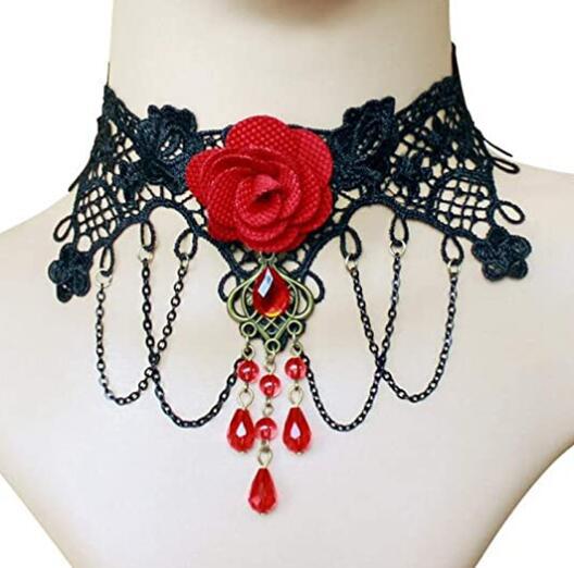 Picture of Cross Border Accessories Women's Neck Strap Court Gothic Spice Girl Neck Chain Lace Necklace Choker Clavicle Chain Collar Collar Vintage