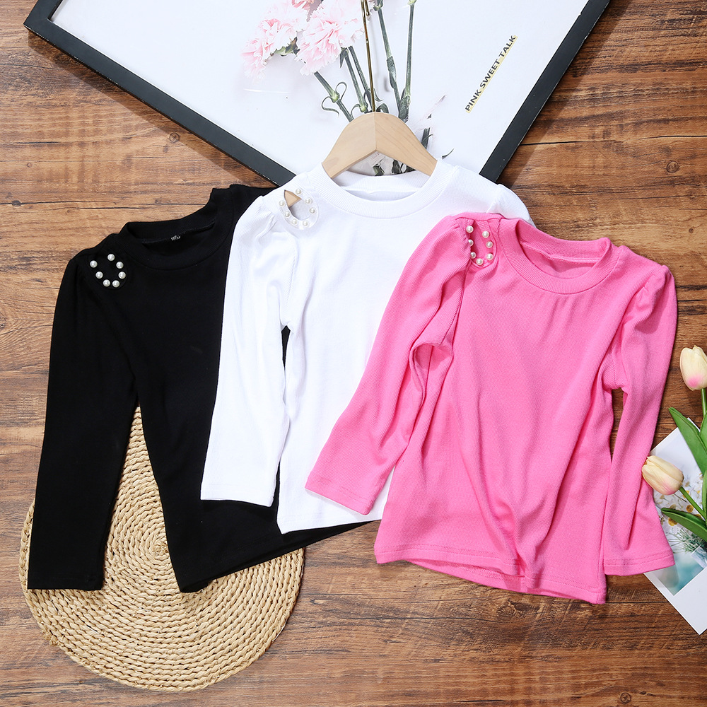 Picture of Girls' Solid Color Base Layer Shirt, New Autumn and Winter Long-Sleeve Shirt, Inner Layer Base Shirt, Long-Sleeve T-Shirt, Soft Cotton, Casual and Versatile