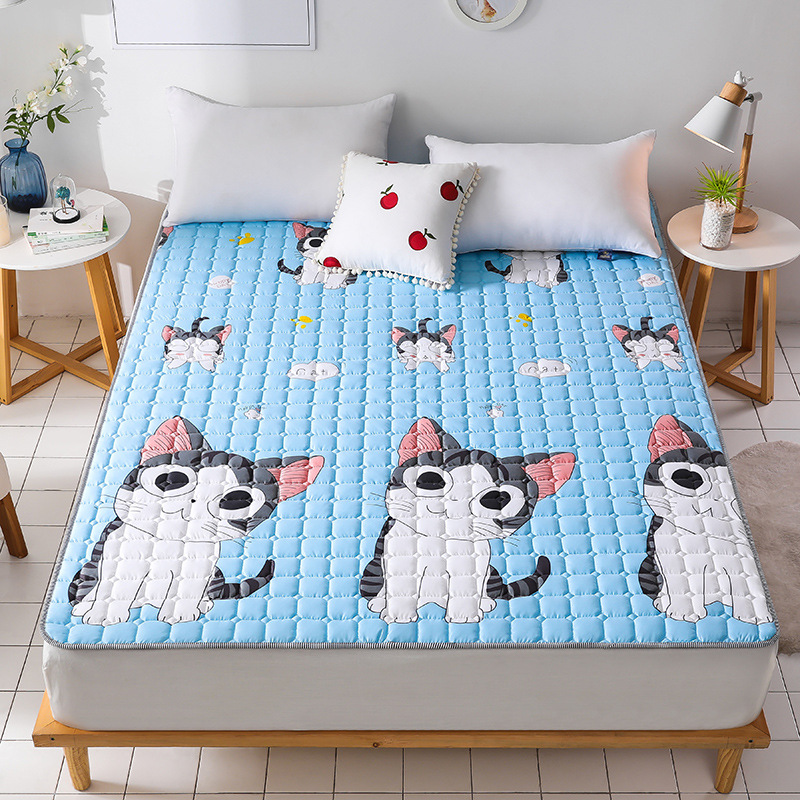 Picture of Four Seasons Mattress Cushion Household Protective Pad Thin Student Dormitory Single Bed Mattress Cushion Folding Bedroom Double
