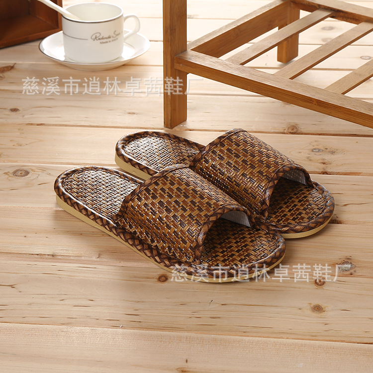 Picture of Natural color bamboo and rattan sandals and slippers rattan sweat-absorbent slippers spring and summer breathable slippers home indoor slippers for men