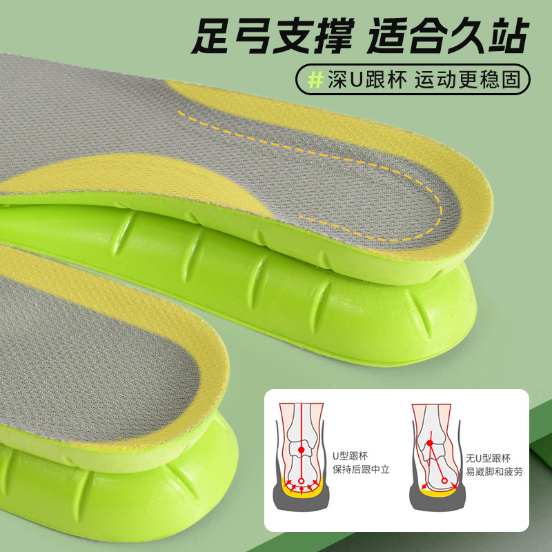Picture of Antibacterial shit feeling long standing soft thickened arch support high elastic sports shock absorption sweat absorption deodorant breathable insoles wholesale