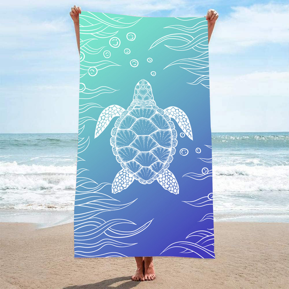 Picture of Cross-border microfiber double-sided velvet beach towel custom LOGO digital printing large bath towel rectangular thick towel