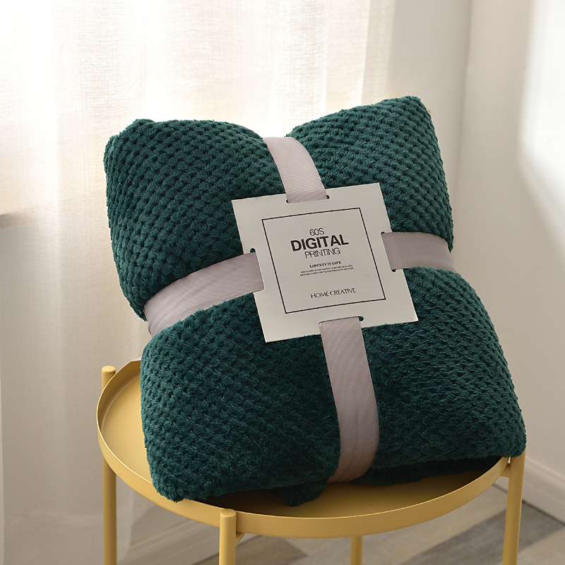 Picture of Thick solid color pineapple plaid sofa blanket flannel blanket coral fleece office air conditioning blanket gift blanket