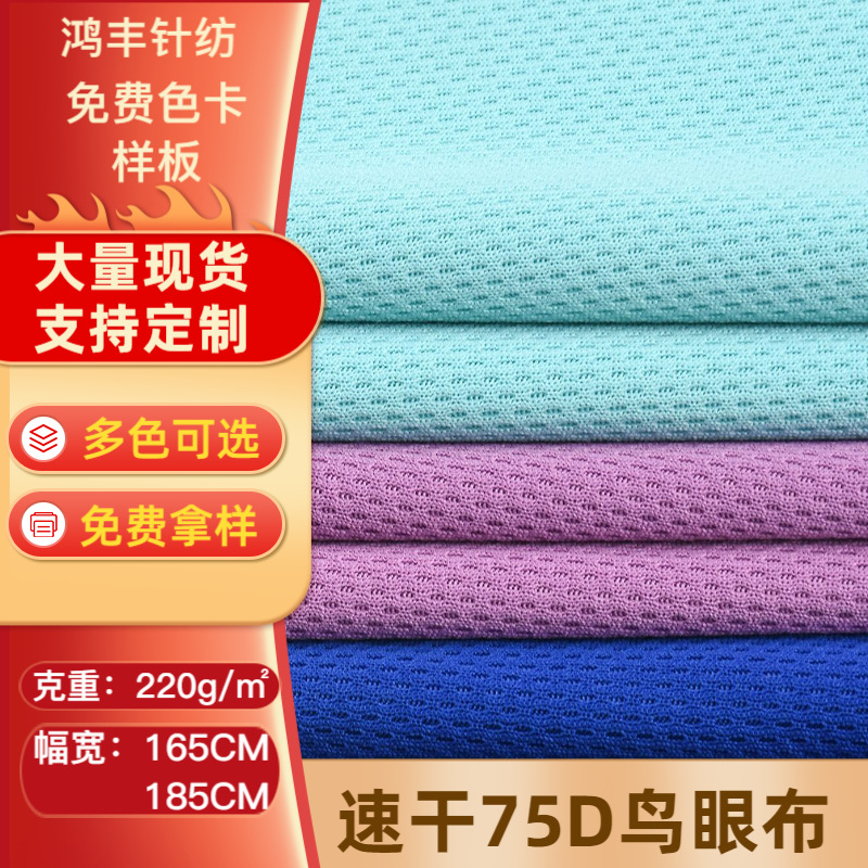 Manufacturer Wholesale 75D Bird's Eye Cloth Sports T-Shirt Knitted Basketball Uniform Mesh Cloth Quick-Drying Hole Cloth Fit Fabric