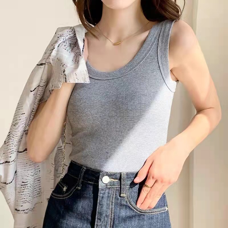 Picture of 2022 Camisole Women's Spring and Summer Threaded Slim-fit Backing Shirt Women's Outer Wear Sleeveless Thin Factory Outlet