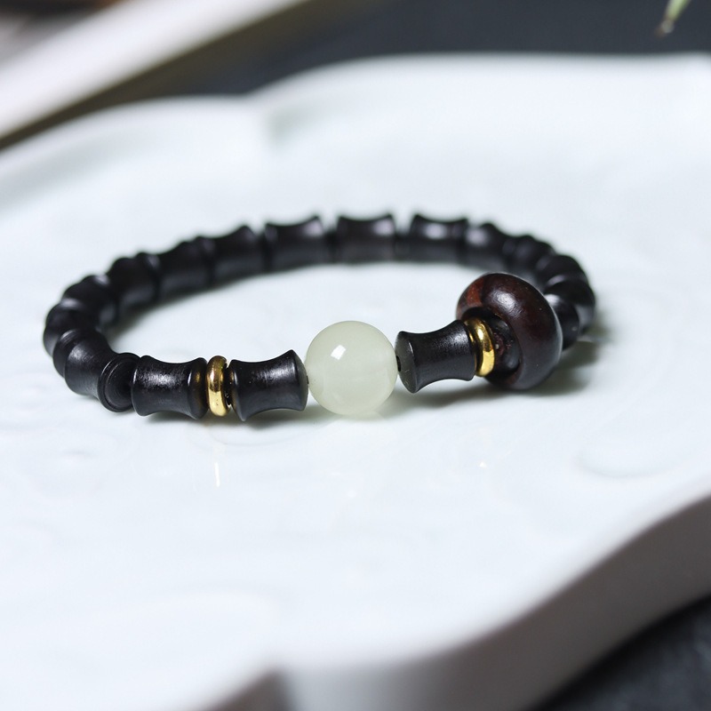 Imitation Ebony Bamboo Joint Bracelet, High-Quality Running Ring, Wooden Buddhist Bead Bracelet, Jewelry for Men and Women, Ebony Bamboo Joint Bracelet