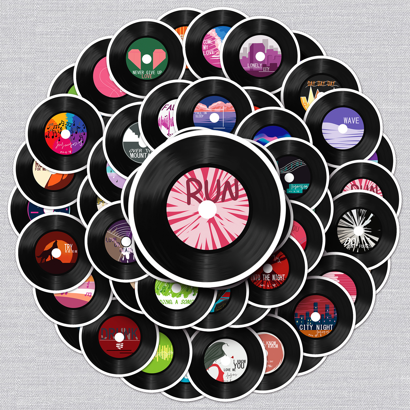 50 vinyl record graffiti stickers personalized original goo card decoration mobile phone case luggage sticker waterproof