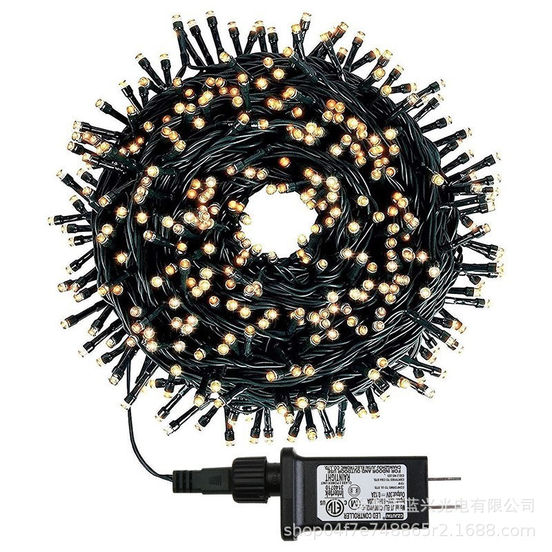 Amazon 24V low voltage plug-in star light string dark green flashing light string small lights Christmas holiday decoration