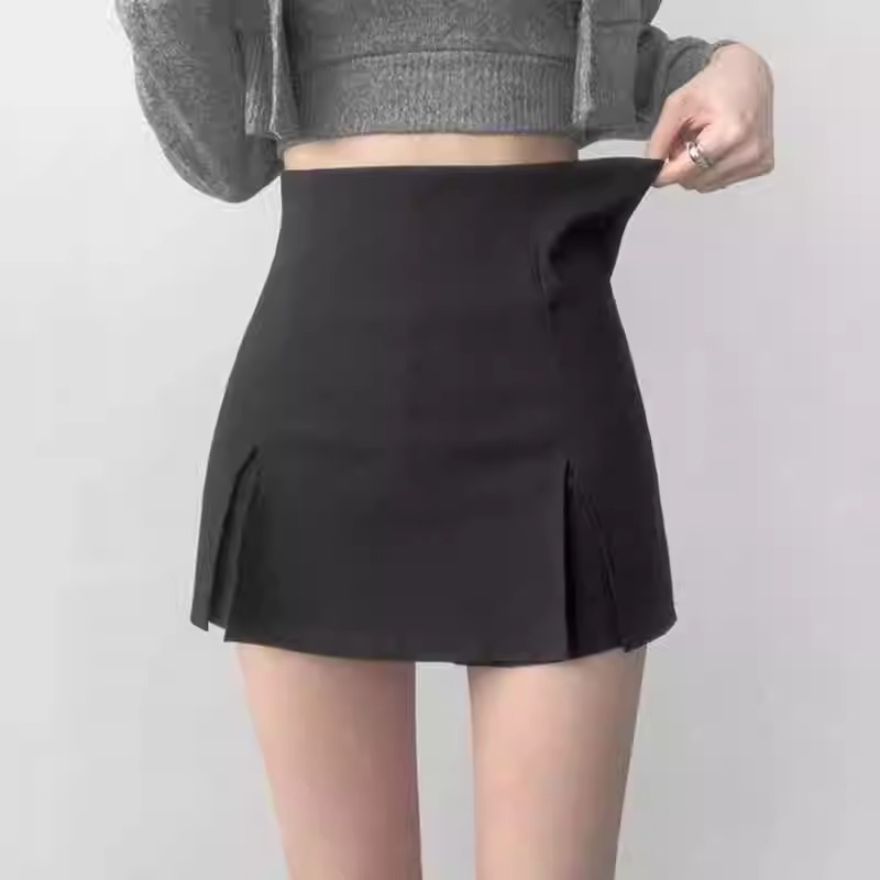 Black Skirt Women's Hot Girl Summer Slim-fit Hip-wrap Pants Skirt Small Stretch High Waist All-match Anti-glare Short Skirt