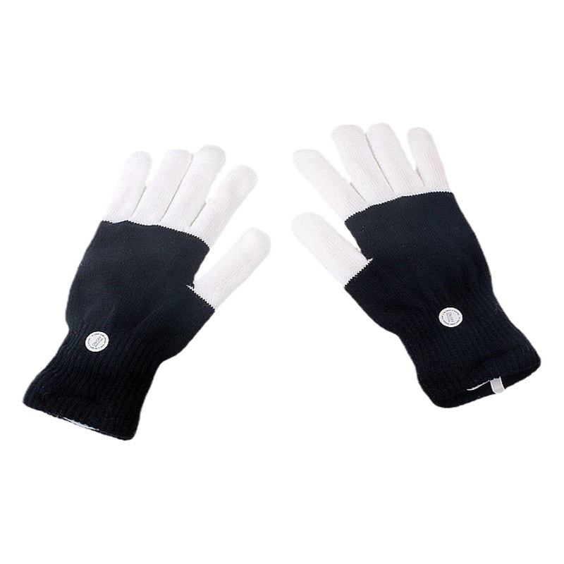 Cross-Border Led Luminous Gloves Black and White Halloween Bar Party Cheering Colorful Gloves Multi-Functional Glitter Finger Gloves