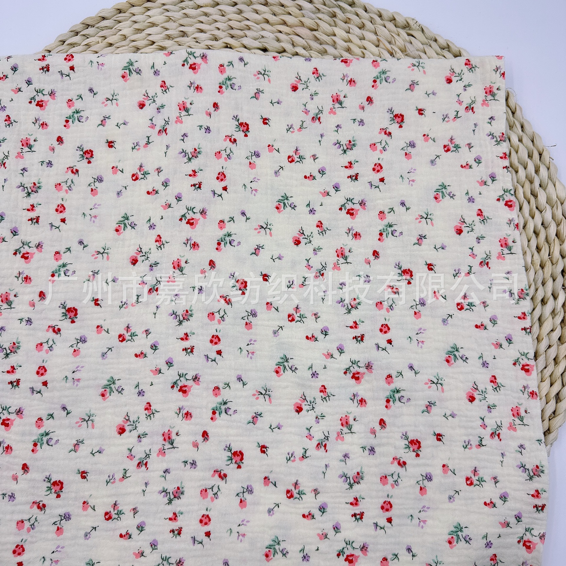 Double-Layer Yarn Fabric Small Fresh Retro Small Floral Printed Gauze Baby Home Clothes Children's Wear Pajamas Fabric