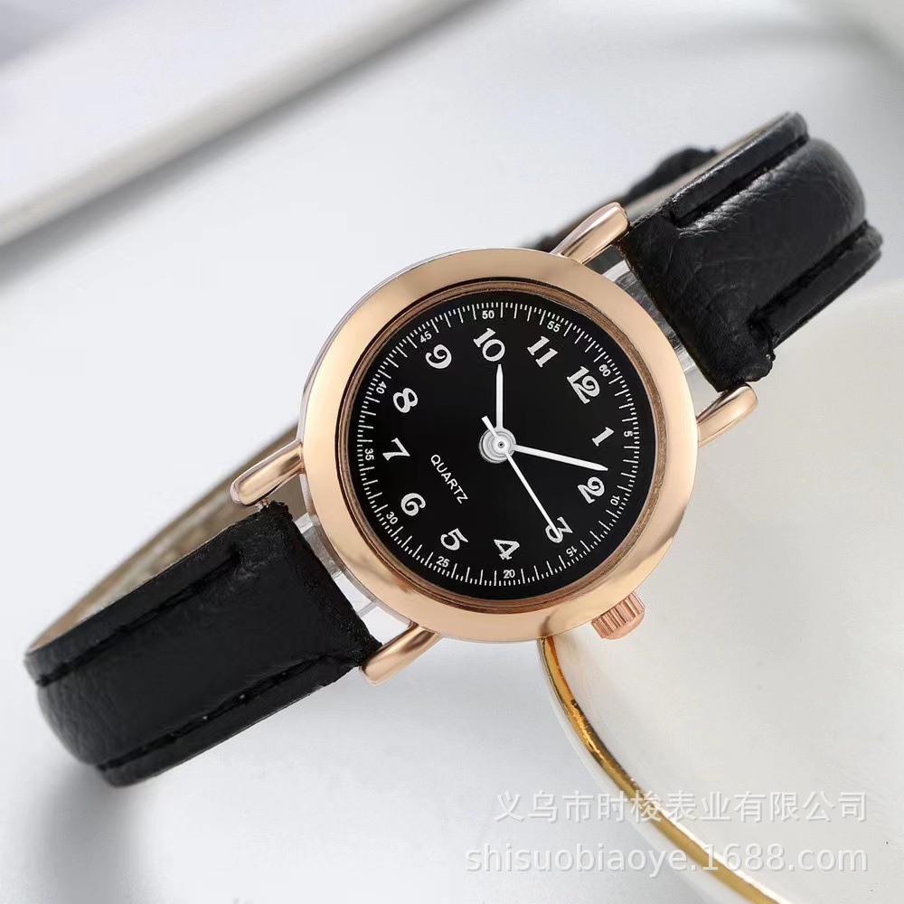 Cross-Border Hot-Selling Watch for Female Students Korean Version Simple and Cute Junior High School Retro Literary Thin Strap Small Dial Couple Watch