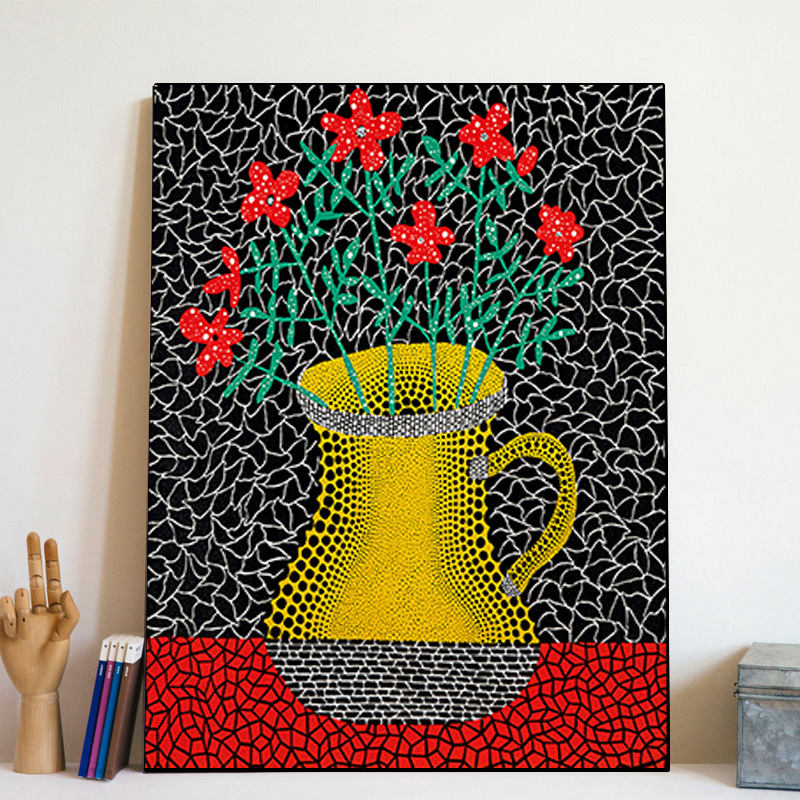 Picture of Kusama Yayoi Hanging Painting Pop Style Polka Dot Art Living Room Decorative Painting Golden Pumpkin Bedroom Bedside Wall Painting Core