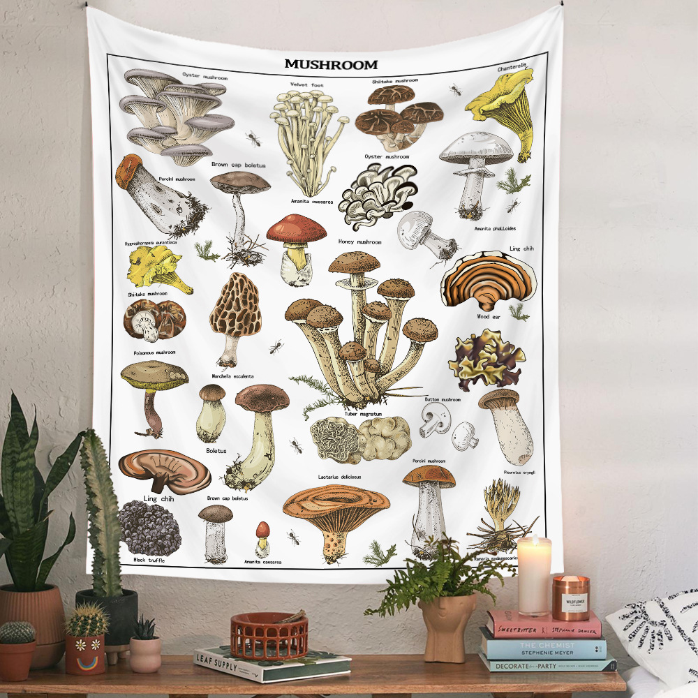 Picture of Tapestry Amazon Bohemian Tapestry Decorative Cloth Background Cloth ins Wind Tapestry Flower Tapestry Mushroom Tapestry