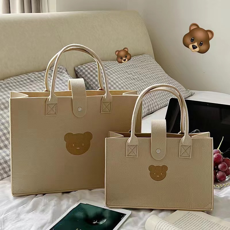 Bear Felt Large-Capacity Tote Shopping Bag Souvenir Portable Storage Bag 2025 New Custom Gift