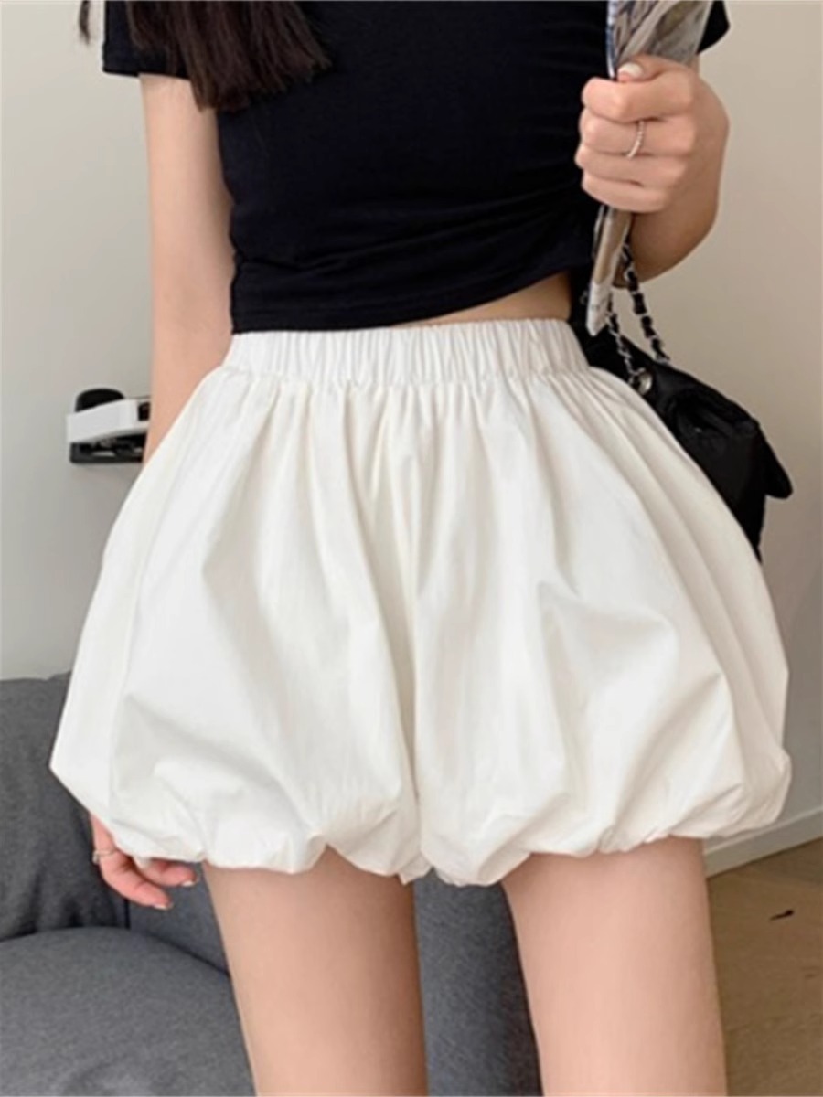 High Waist A- line Wide Leg Shorts Women's Autumn 2024 New Three-dimensional Flower Bud Puffy Short Culottes Slimming Loose Bloomers